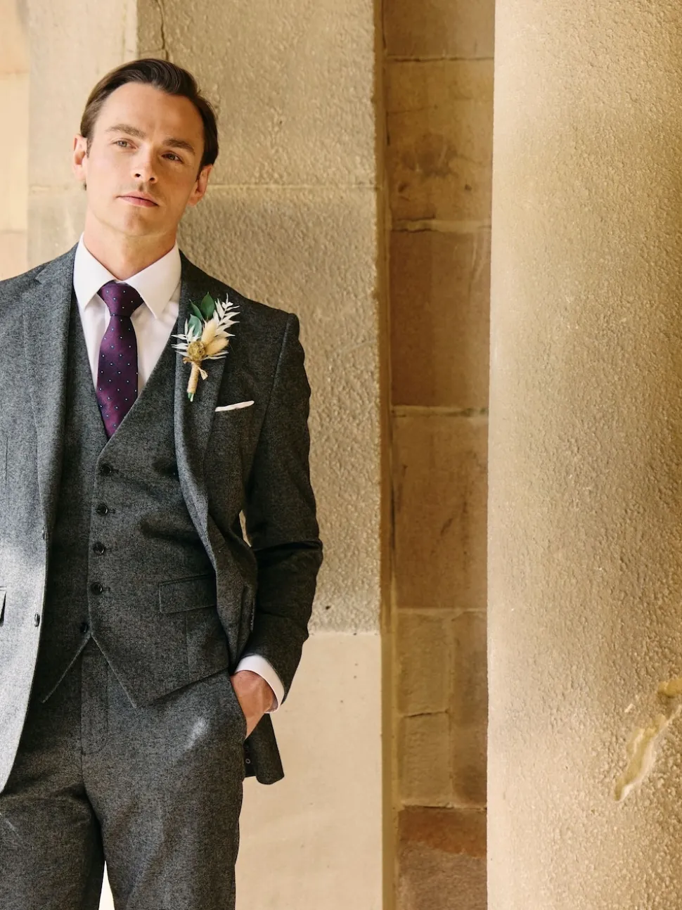 Skopes Grey Fox Tailored Fit Textured Suit Jacket