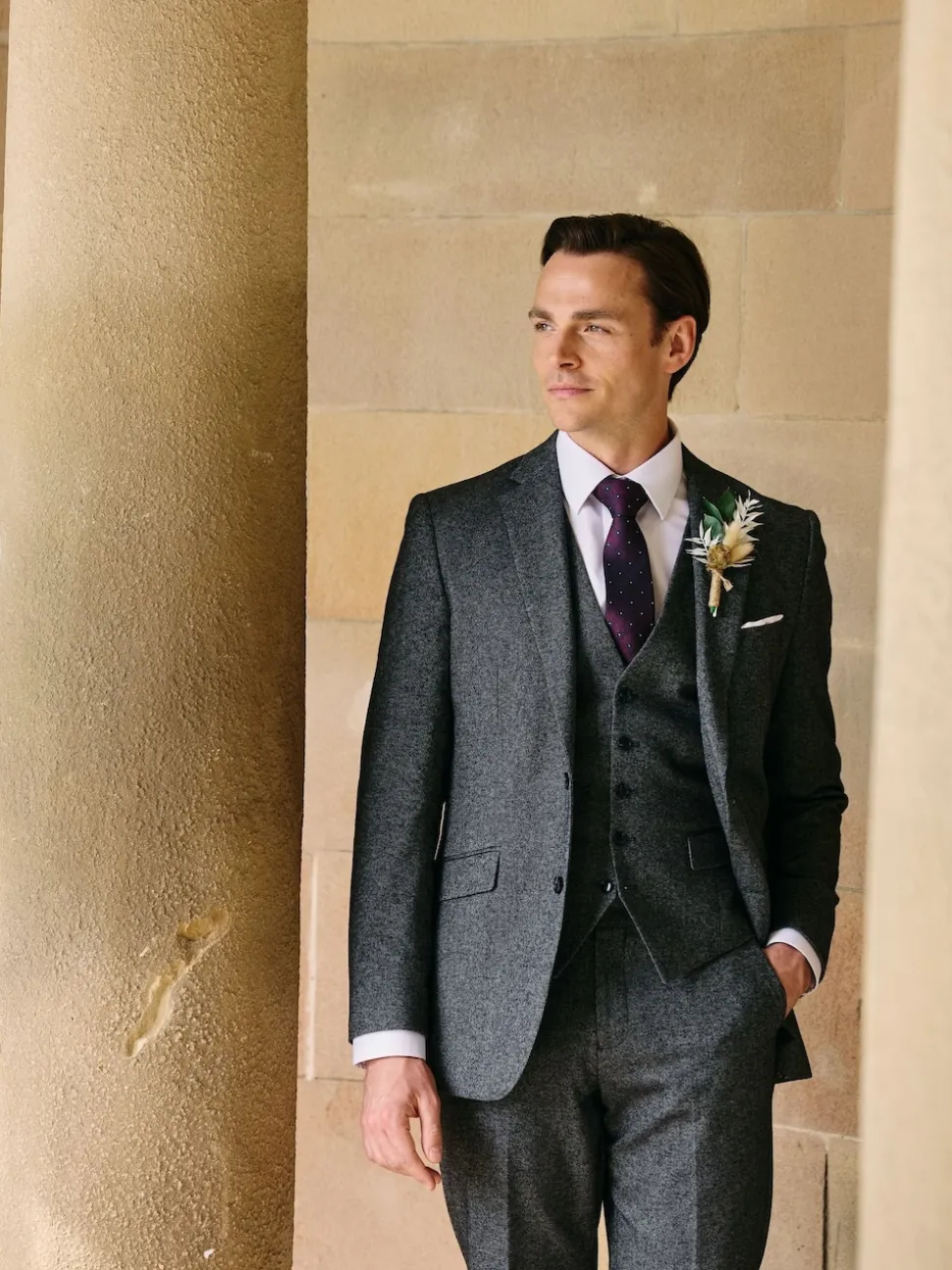 Skopes Grey Fox Tailored Fit Textured Suit Jacket