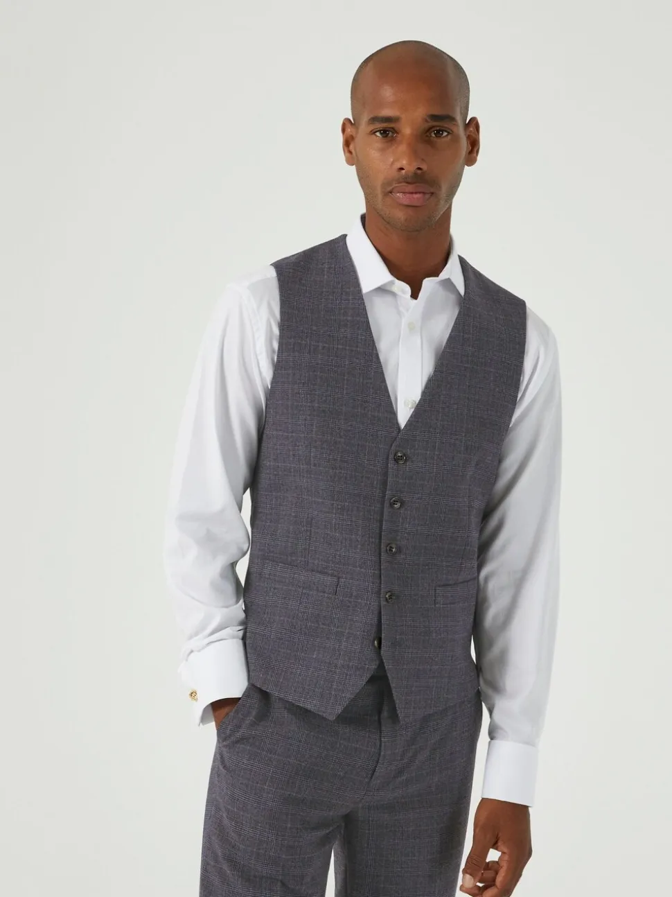Skopes Grey Jacob Check Suit Waistcoat