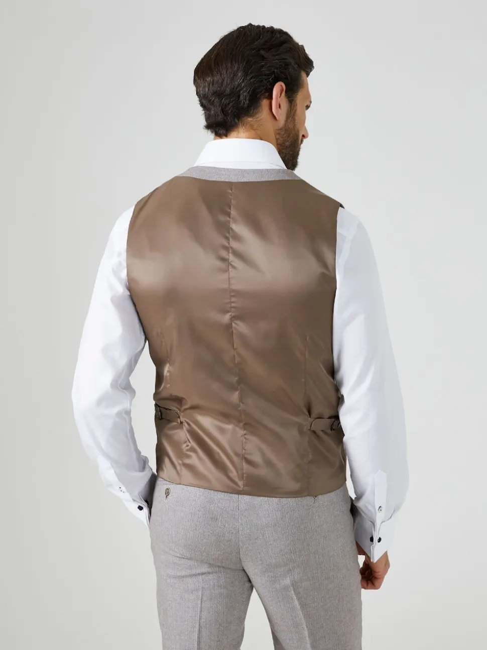 Skopes Grey Jude Tweed Tailored Fit Suit Waistcoat