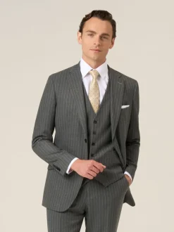 Skopes Grey Single Breasted Cassius Tailored Fit Stripe Suit Jacket