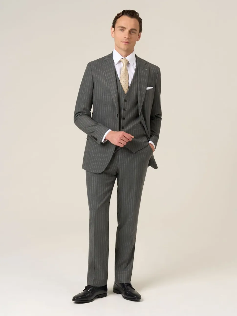 Skopes Grey Single Breasted Cassius Tailored Fit Stripe Suit Jacket