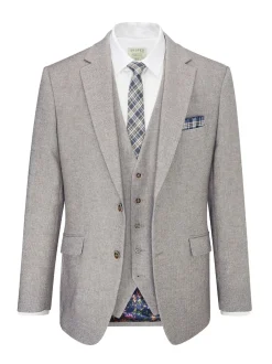 Skopes Grey Single Breasted Jude Tweed Tailored Fit Suit Jacket