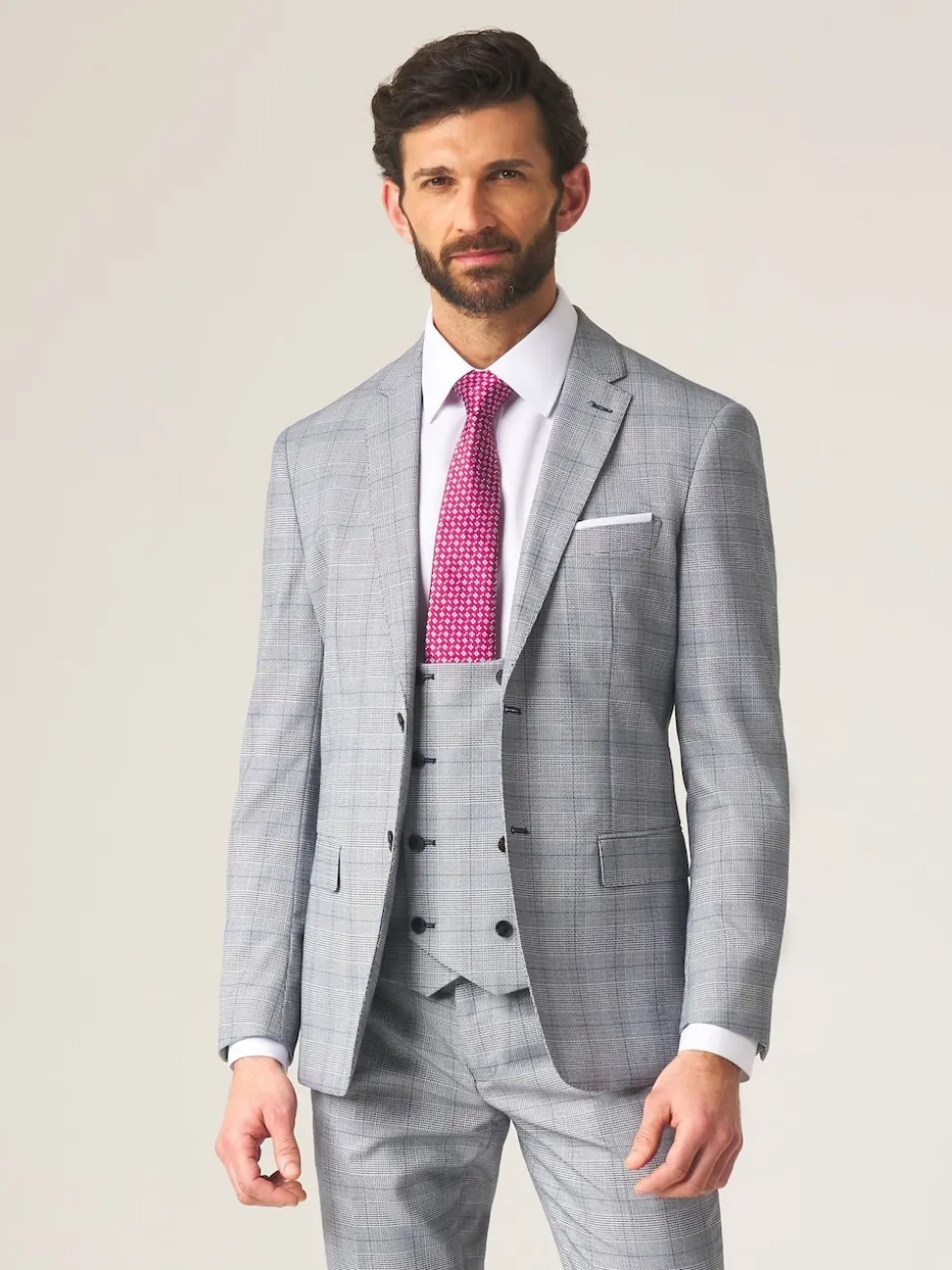 Skopes Grey Slim Fit Anello Check Suit Jacket