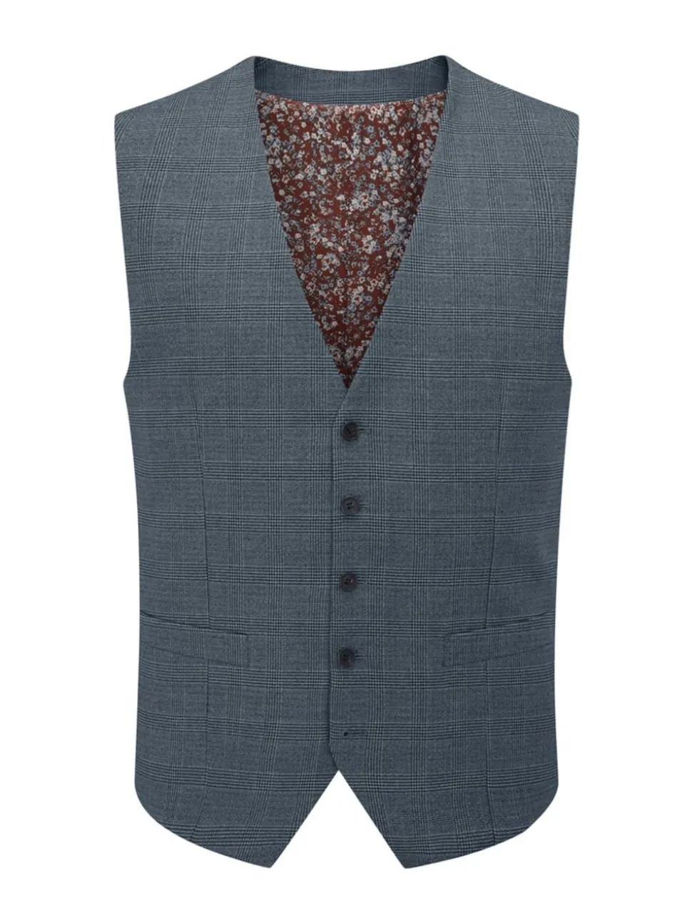 Skopes Grey Tailored Fit Self Check Anthony Suit Waistcoat