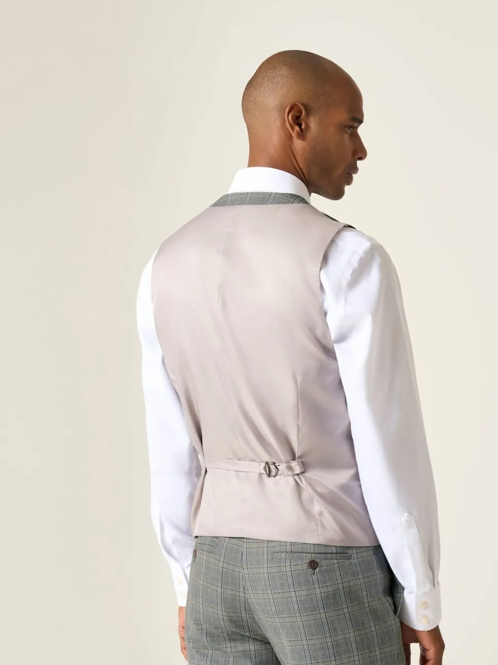 Skopes Grey Tailored Fit Single Breasted Dettori Check Suit Waistcoat