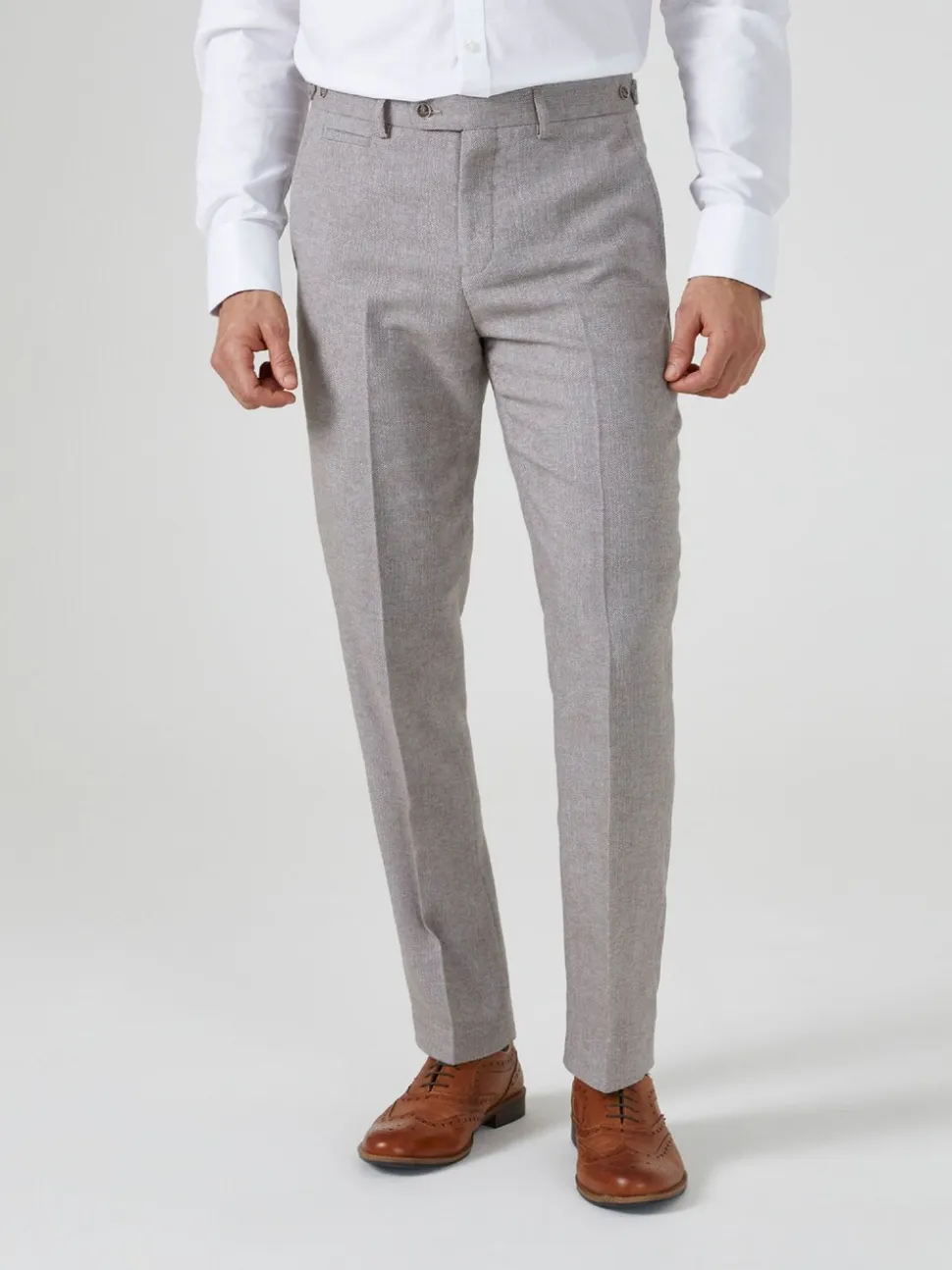 Skopes Grey Tailored Fit Jude Tweed Suit Trousers