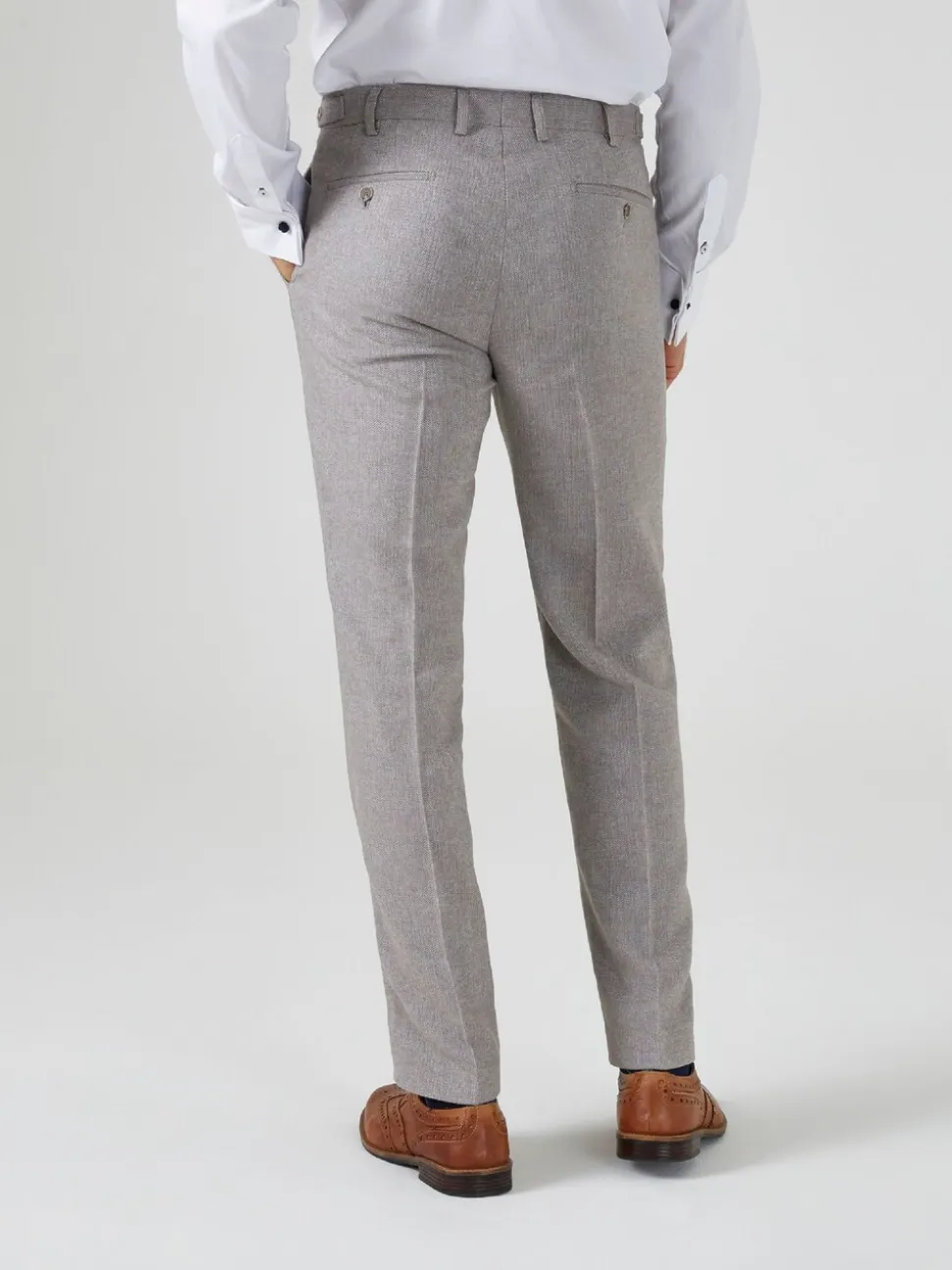 Skopes Grey Tailored Fit Jude Tweed Suit Trousers