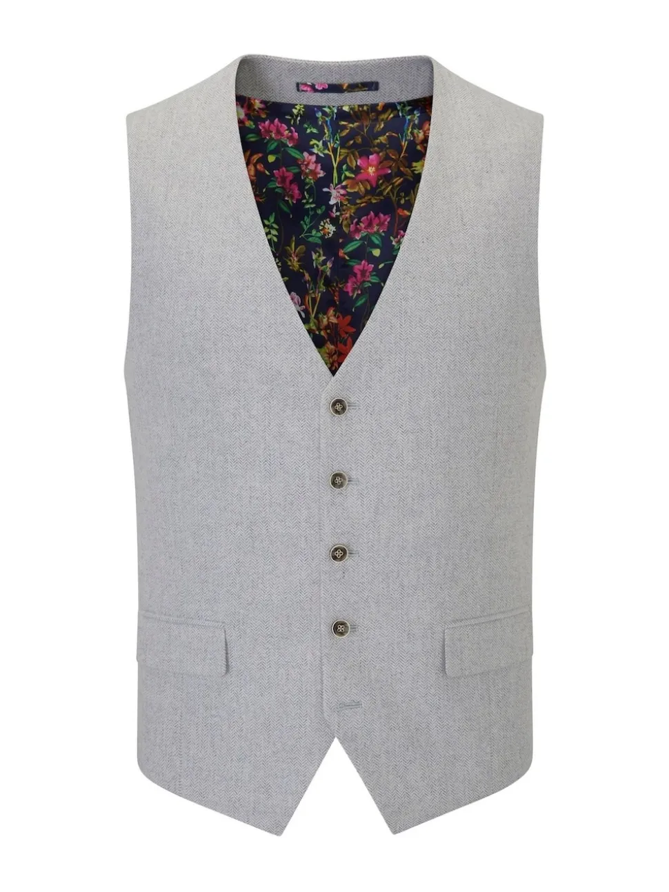 Skopes Light Grey Jude Tweed Tailored Fit Suit Waistcoat