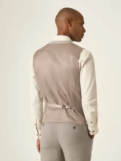 Skopes Natural Single Breasted Tailored Fit Calvados Linen Blend Suit Waistcoat