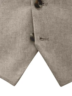 Skopes Natural Single Breasted Tailored Fit Calvados Linen Blend Suit Waistcoat
