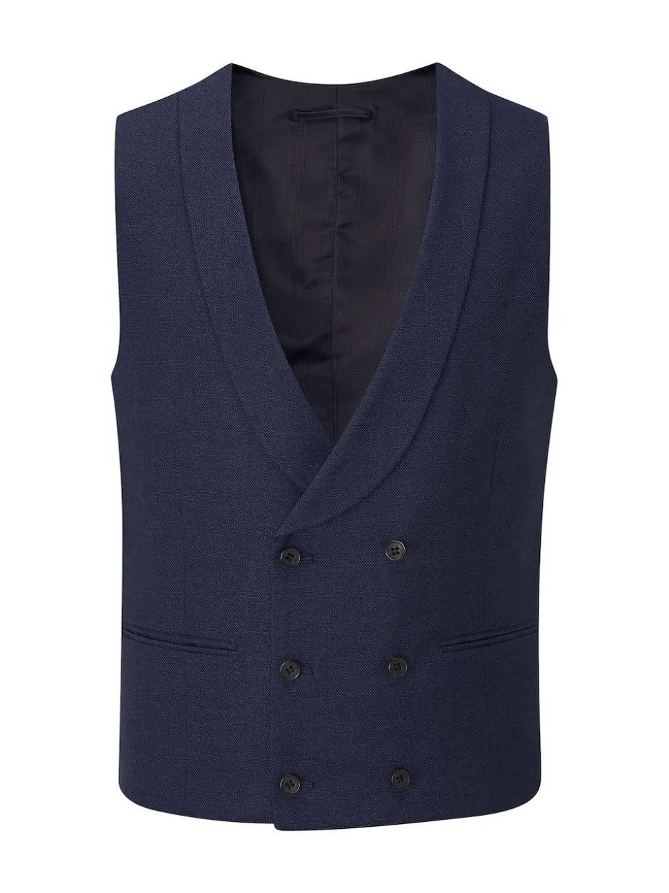 Skopes Navy Blue Double Breasted Harcourt Single Breasted Tailored Fit Suit Waistcoat