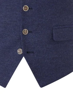Skopes Navy Blue Jude Tweed Tailored Fit Suit Waistcoat