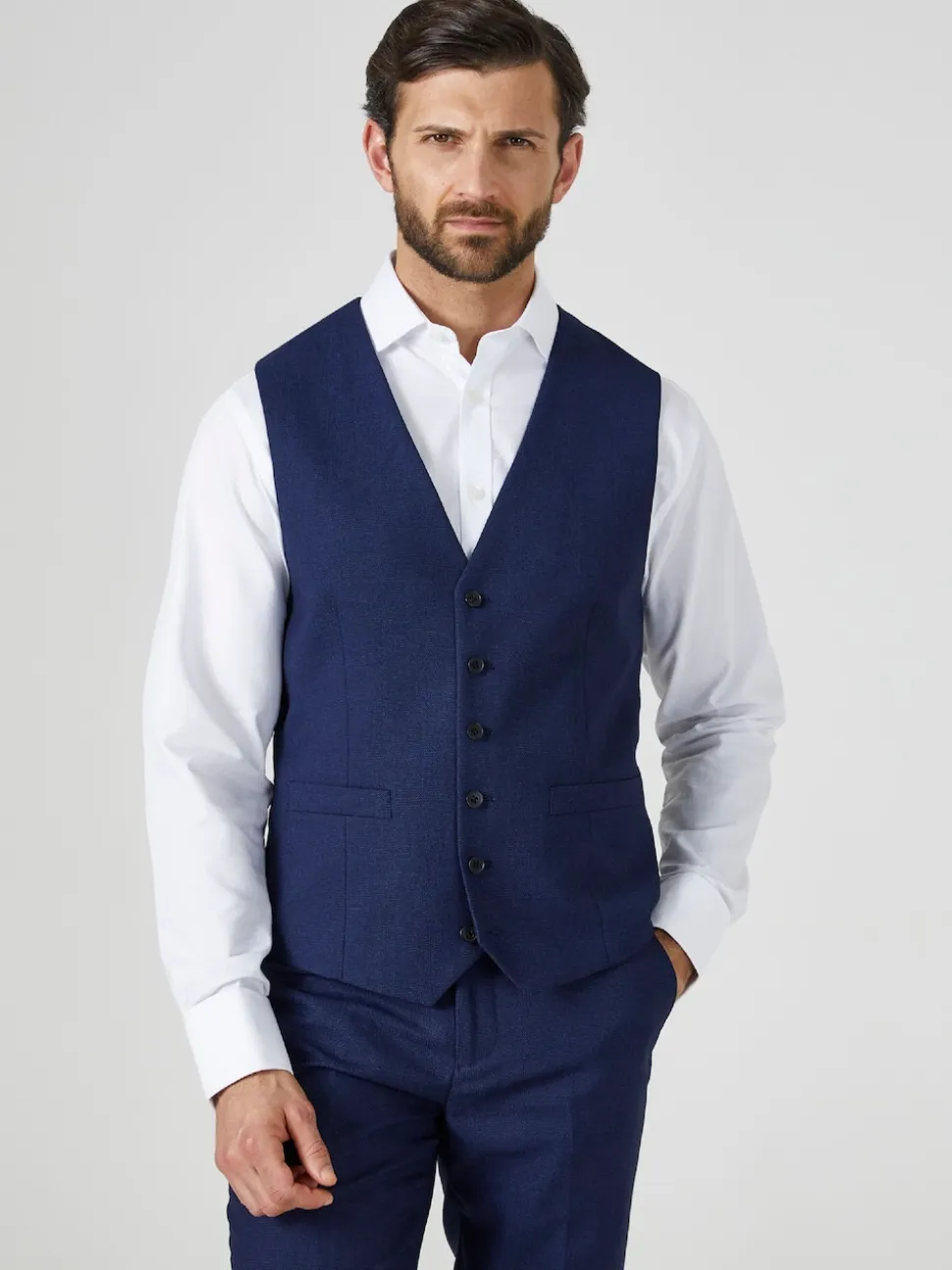 Skopes Navy Blue Single Breasted Harcourt Single Breasted Tailored Fit Suit Waistcoat