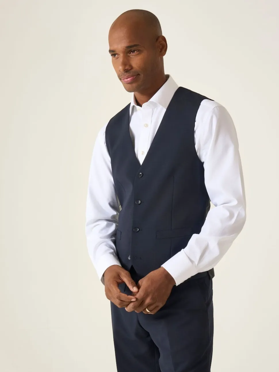 Skopes Navy Blue Single Breasted Wool Rich Darwin Suit Waistcoat
