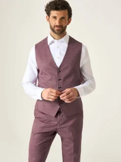 Skopes Red Single Breasted Jodrell Tweed Effect Suit Waistcoat