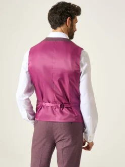 Skopes Red Single Breasted Jodrell Tweed Effect Suit Waistcoat