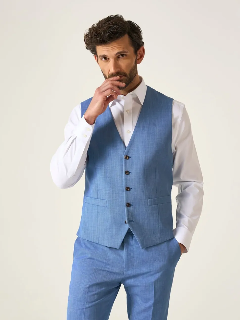 Skopes Sky Blue Redding Tailored Fit Suit Waistcoat
