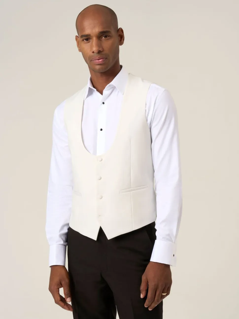 Skopes White Bogart Scoop Suit Waistcoat