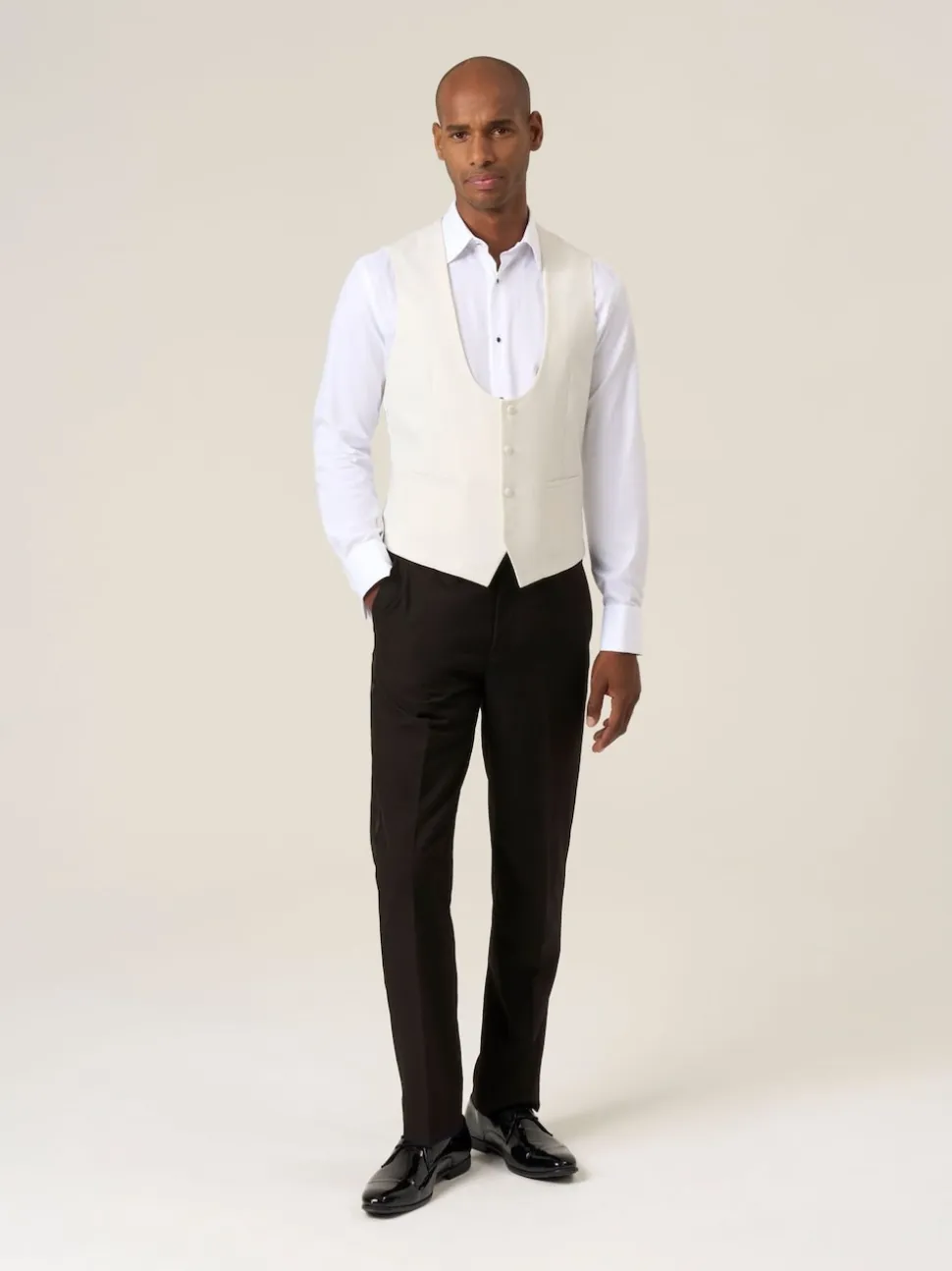 Skopes White Bogart Scoop Suit Waistcoat