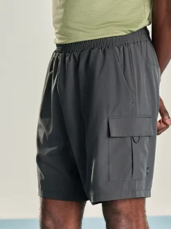 Slate Grey Active Cargo Gym Training Shorts