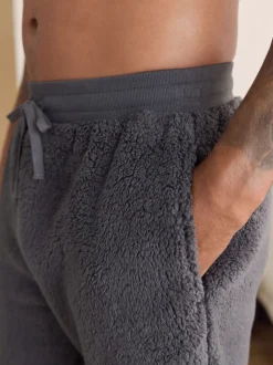 Slate Grey Borg Fleece Cuffed Joggers