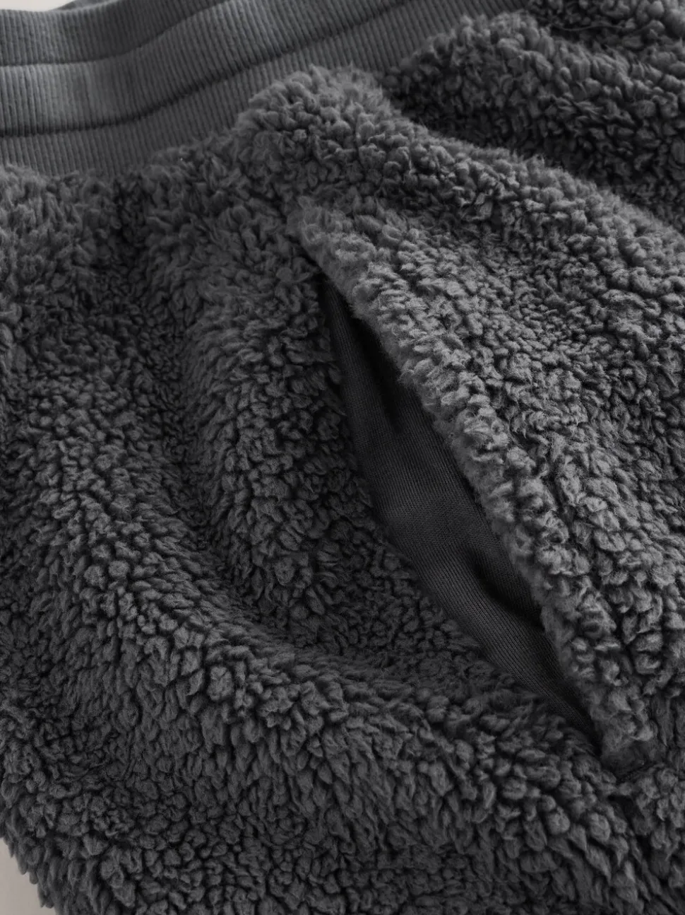 Slate Grey Borg Fleece Cuffed Joggers
