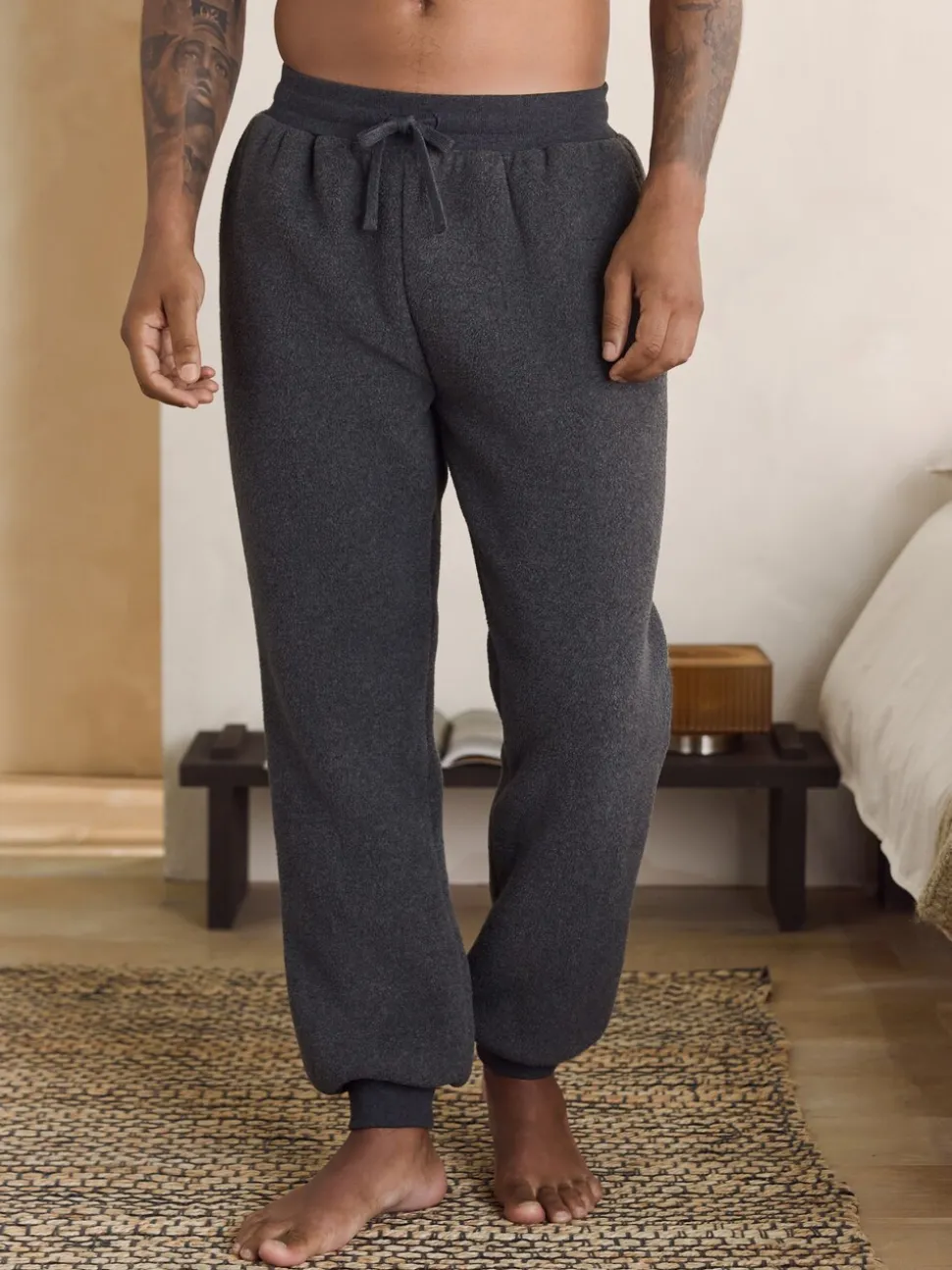 Slate Grey Borg Fleece Lined Cuffed Joggers