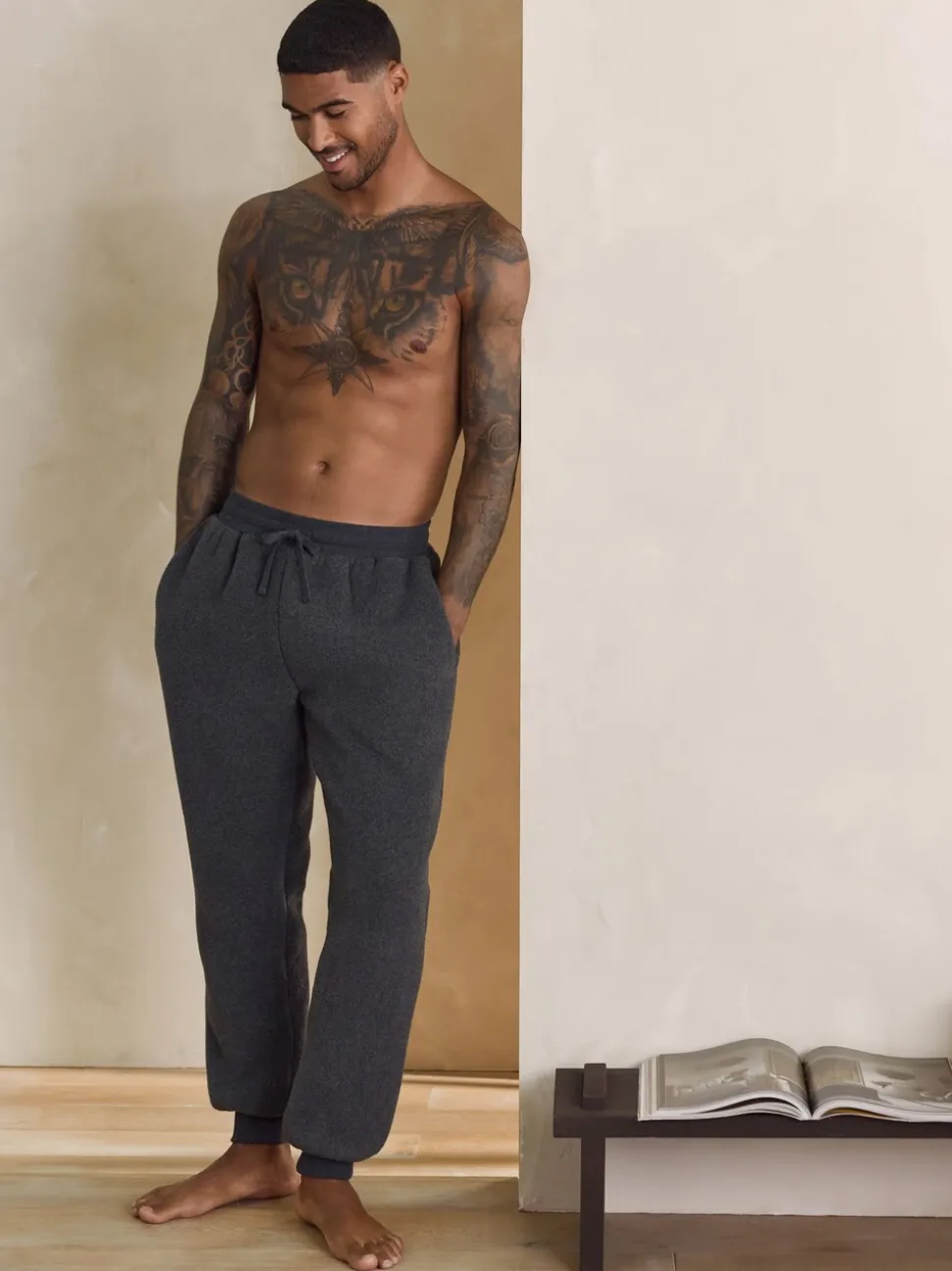 Slate Grey Borg Fleece Lined Cuffed Joggers