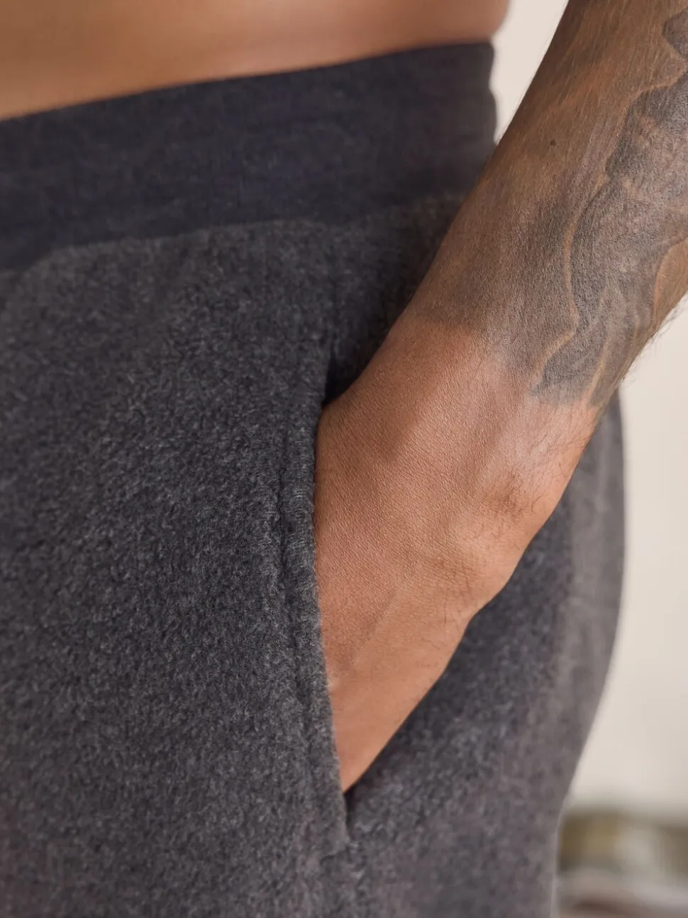 Slate Grey Borg Fleece Lined Cuffed Joggers