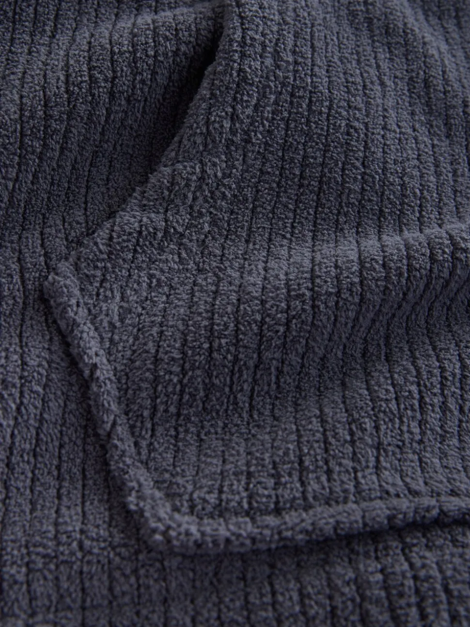 Slate Grey Borg Fleece Rib Textured Quarter Zip Hoodie