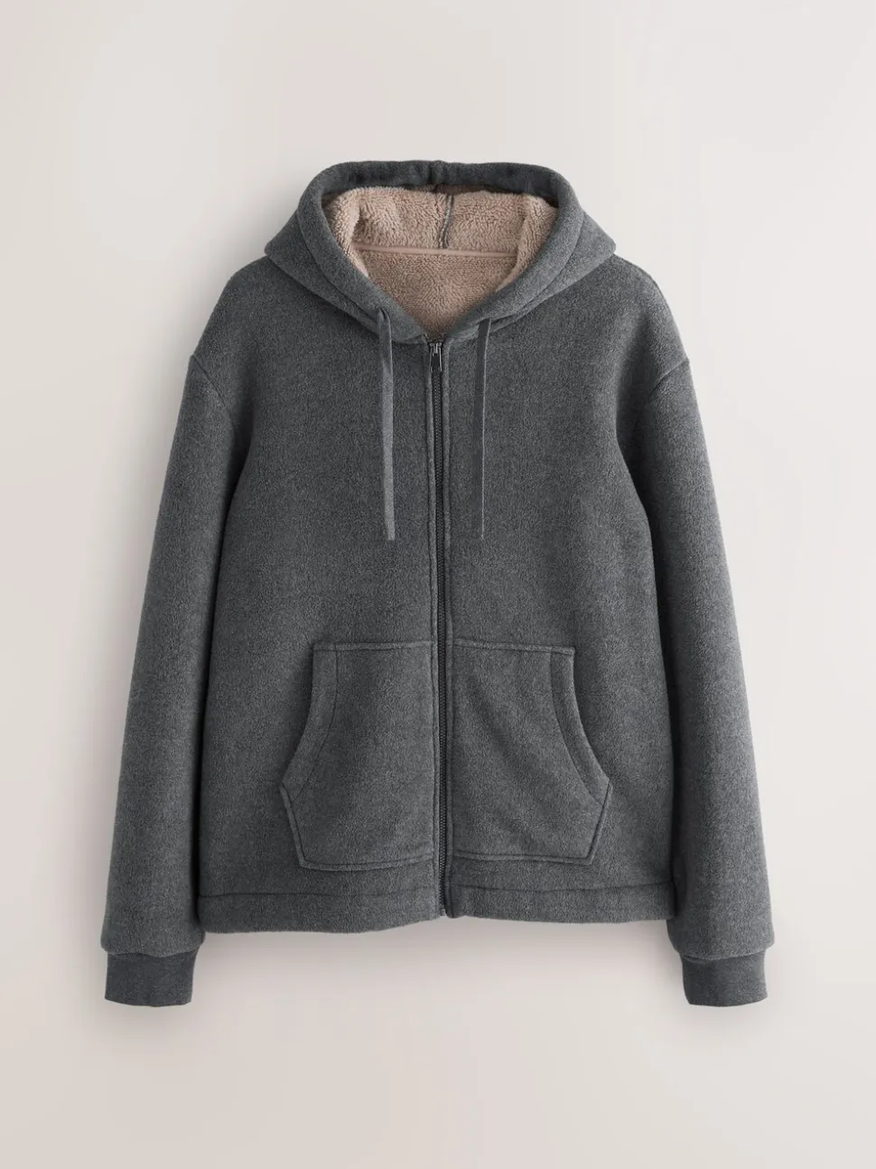Slate Grey Brushed Borg Fleece Lined Hoodie