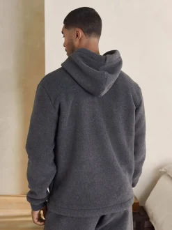 Slate Grey Brushed Borg Fleece Lined Hoodie