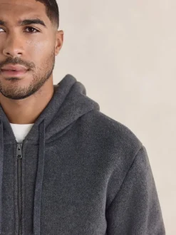 Slate Grey Brushed Borg Fleece Lined Hoodie