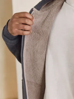 Slate Grey Brushed Borg Fleece Lined Hoodie