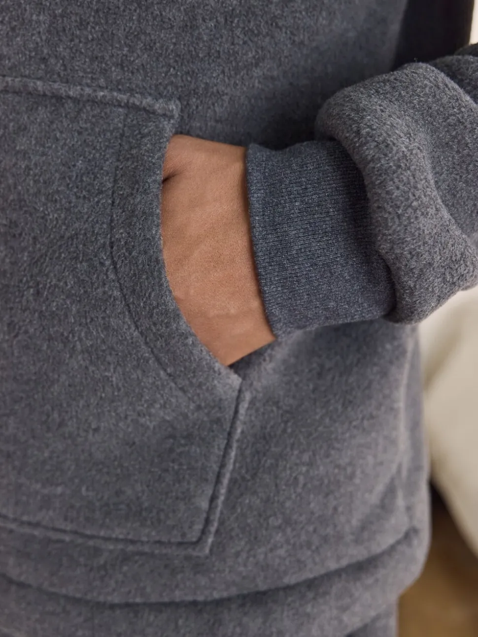 Slate Grey Brushed Borg Fleece Lined Hoodie