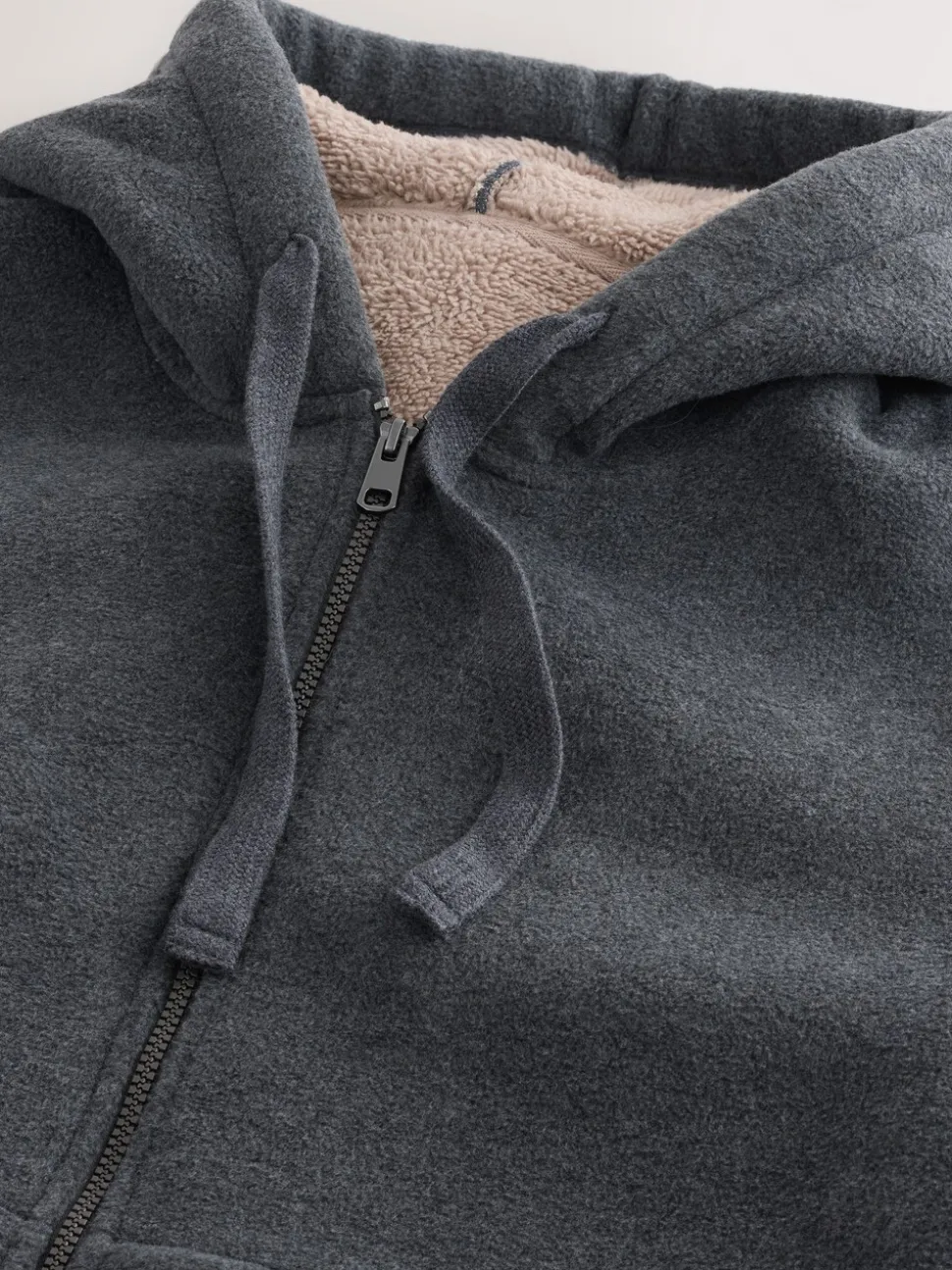 Slate Grey Brushed Borg Fleece Lined Hoodie