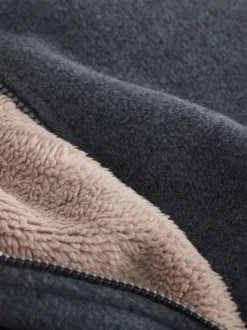 Slate Grey Brushed Borg Fleece Lined Hoodie