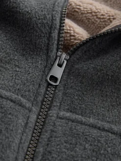 Slate Grey Brushed Borg Fleece Lined Hoodie