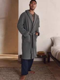 Slate Grey Corded Textured Dressing Gown
