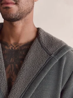 Slate Grey Corded Textured Dressing Gown