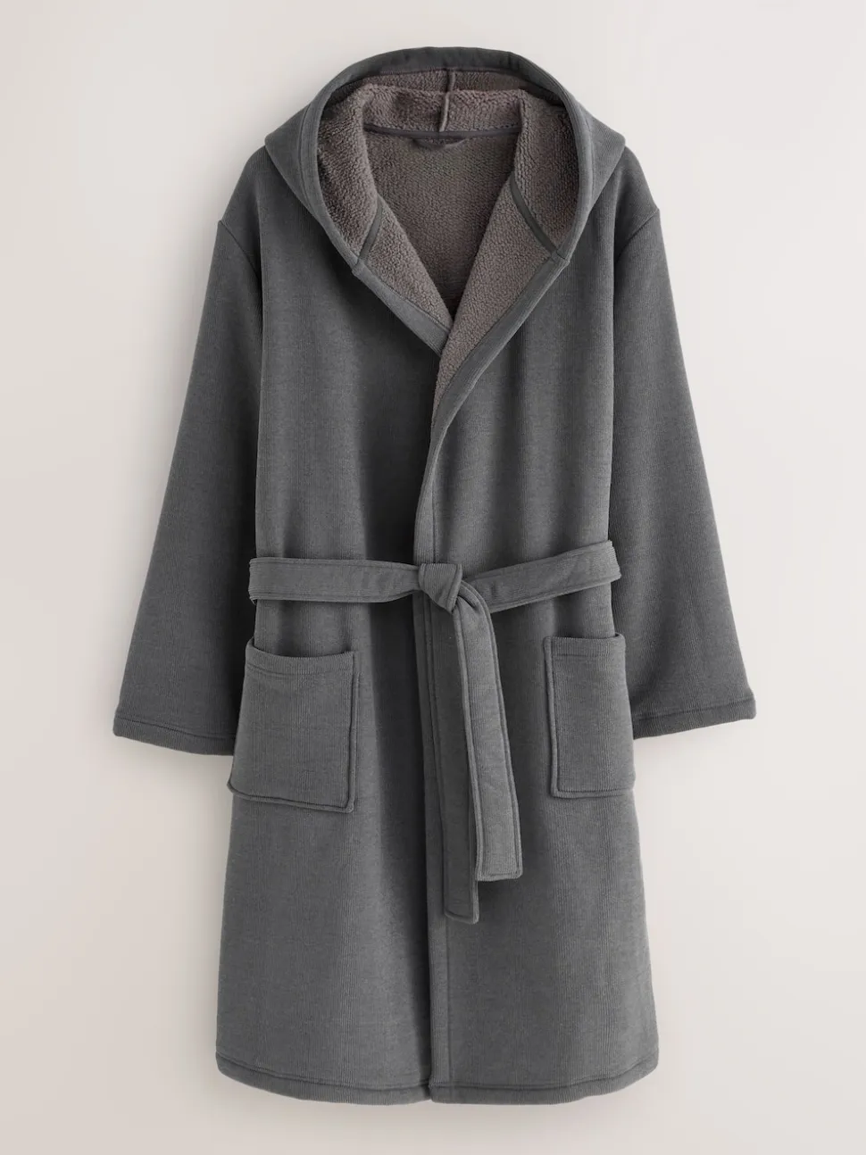 Slate Grey Corded Textured Dressing Gown