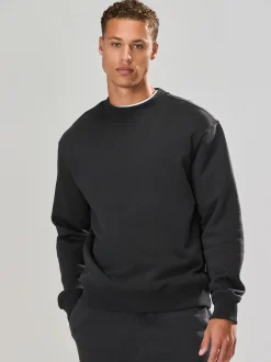 Slate Grey Regular Fit Heavyweight Cotton Rich Crew Neck Sweatshirt