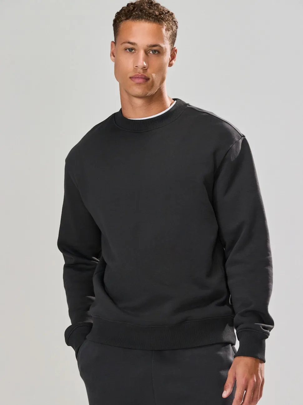 Slate Grey Regular Fit Heavyweight Cotton Rich Crew Neck Sweatshirt