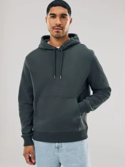 Slate Grey Regular Fit Heavyweight Cotton Rich Jersey Hoodie
