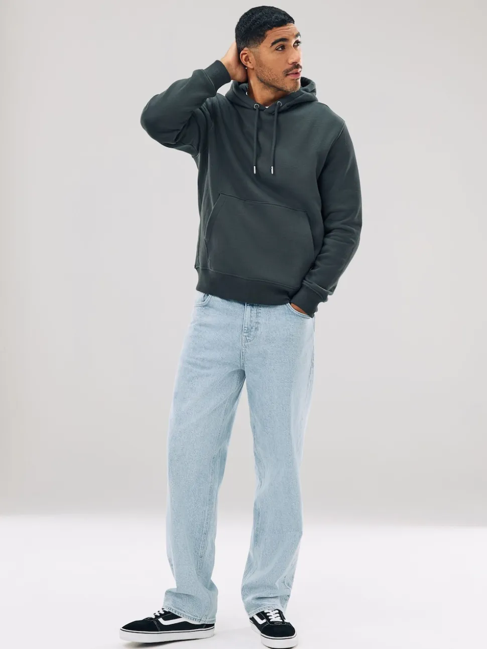 Slate Grey Regular Fit Heavyweight Cotton Rich Jersey Hoodie