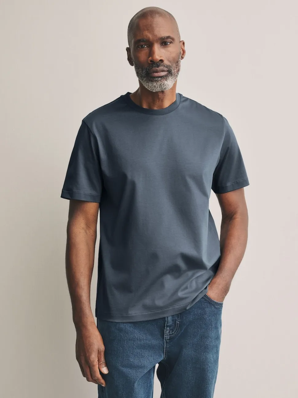 Slate Grey Regular Fit Signature SUPIMA® Cotton Crew Neck T-Shirt