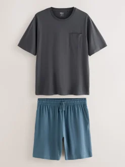 Slate Grey Short Sleeve Jersey Pyjamas Set