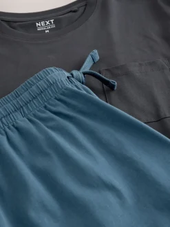 Slate Grey Short Sleeve Jersey Pyjamas Set