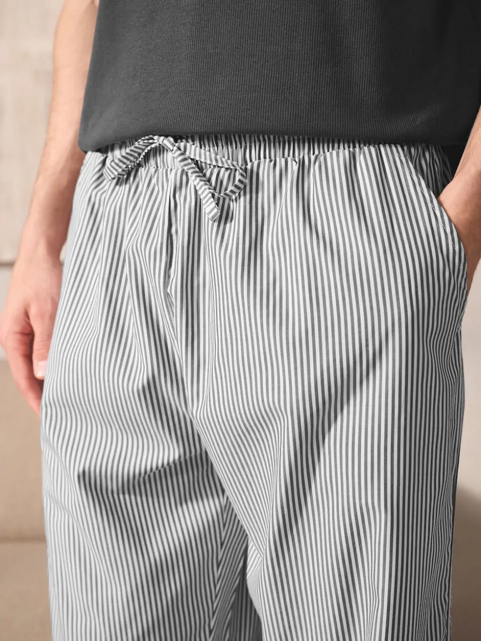 Slate Grey Signature Woven Striped Short Sleeve Pyjamas Set